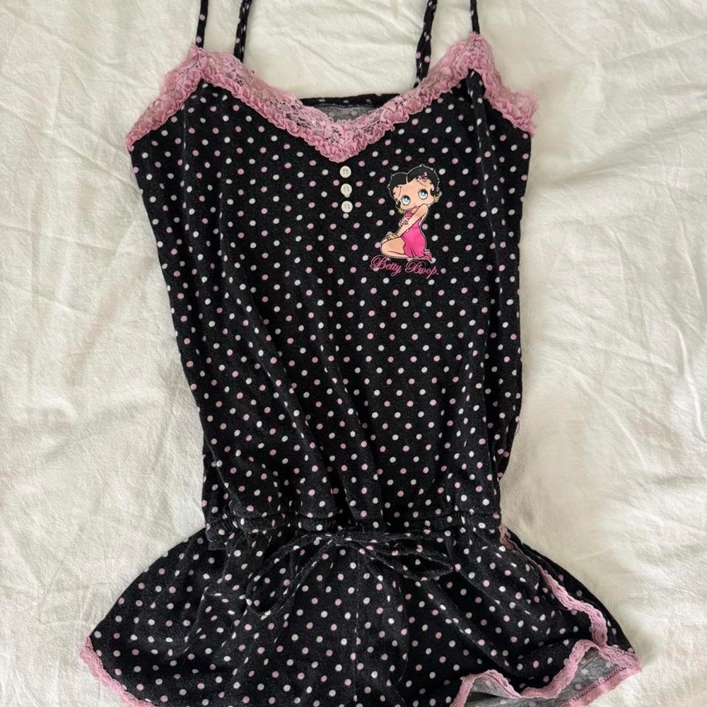 Betty Boop Black polka dot romper